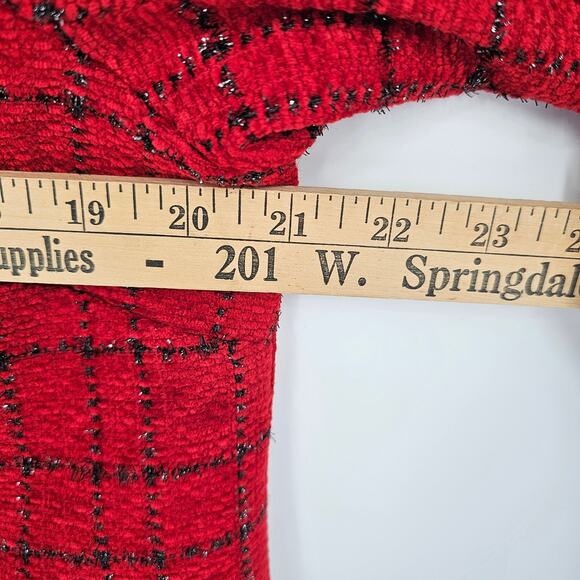 Alfred Dunner Vintage Red Metallic Black Knit Plaid Button Up Blazer Jacket 12 - Picture 4 of 6